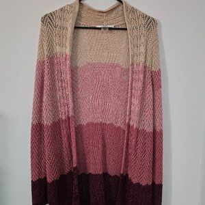 Multicolor knitwear open front overcoat